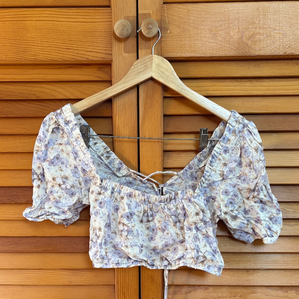 Cropped Floral Blouse